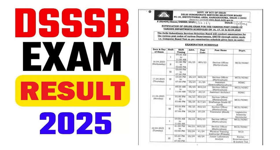 Delhi DSSSB Nursing Officer Result 2025 Released