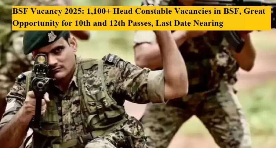BSF Recruitment 2025: Apply Now for 1,100+ Head Constable Positions