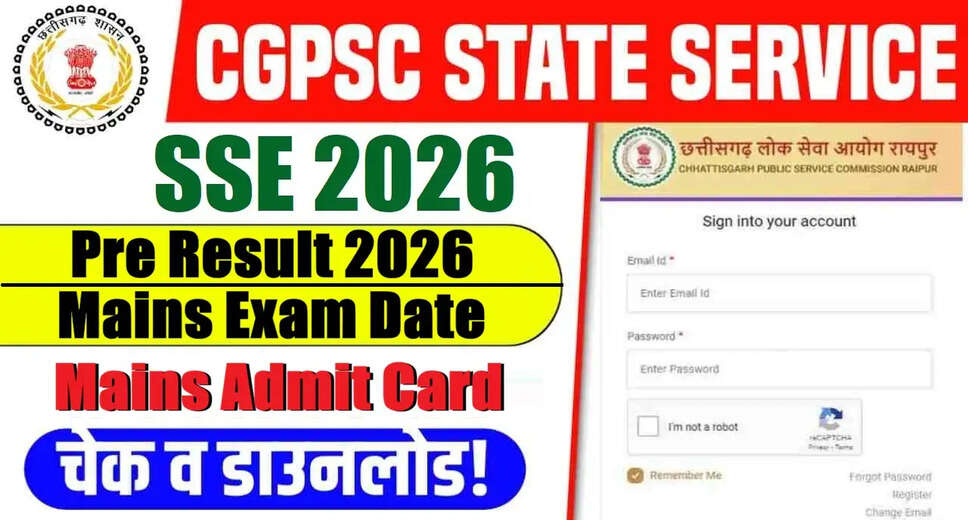 CGPSC SSE State Service Exam Mains Admit Card 2026 Released