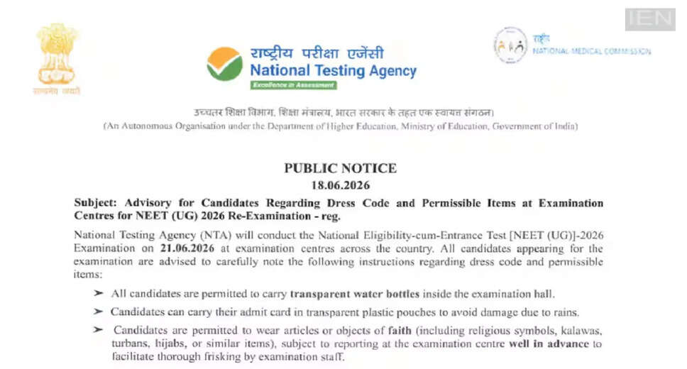 NEET UG 2026 Re-Exam: Essential Dress Code and Guidelines