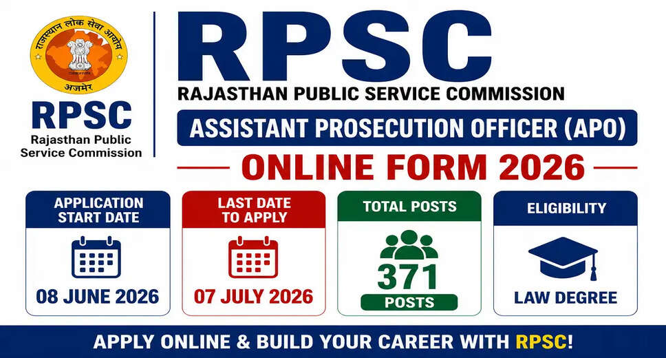 RPSC Recruitment 2026 for Assistant Prosecution Officer: Apply Now for 371 Vacancies