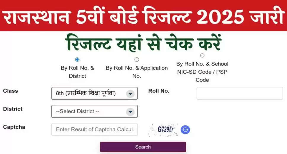 RBSE 5th Class Result 2025 Announcement Details