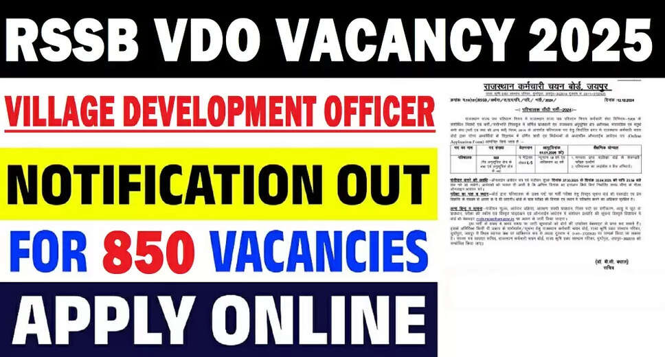 Rajasthan RSSB VDO Recruitment 2025: Apply for 850 Vacancies