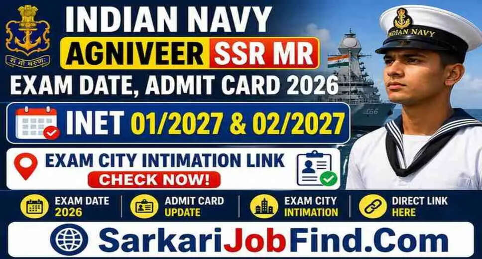 Indian Navy Agniveer SSR MR Exam Schedule and Admit Card Details for 2026