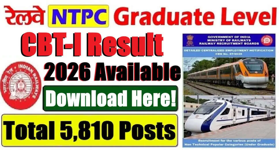 RRB NTPC Graduate Level CBT-I Result 2026 Announced