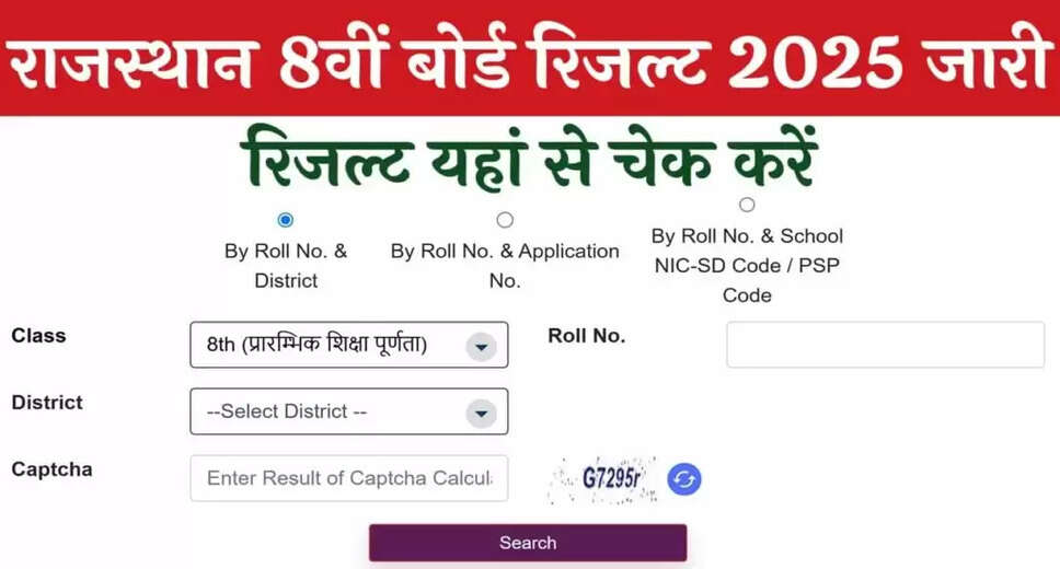 RBSE 8th Class Result 2025 Announcement Details