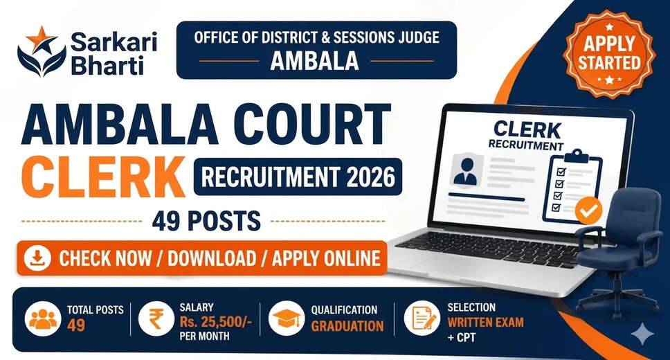 Ambala Court Announces Recruitment for 49 Clerk Positions in 2026