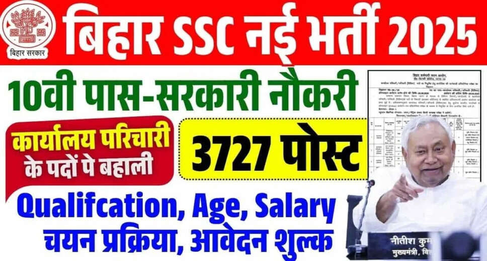 BSSC Office Attendant Recruitment 2025: Apply for 3727 Vacancies