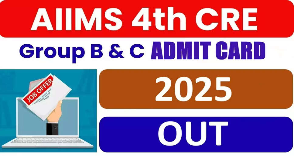 AIIMS 4th CRE Group B and C Admit Card 2025 Released