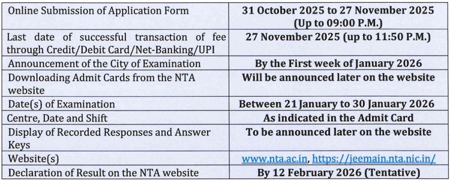 JEE Main 2026 Exam Dates Revised: Important Update for Candidates