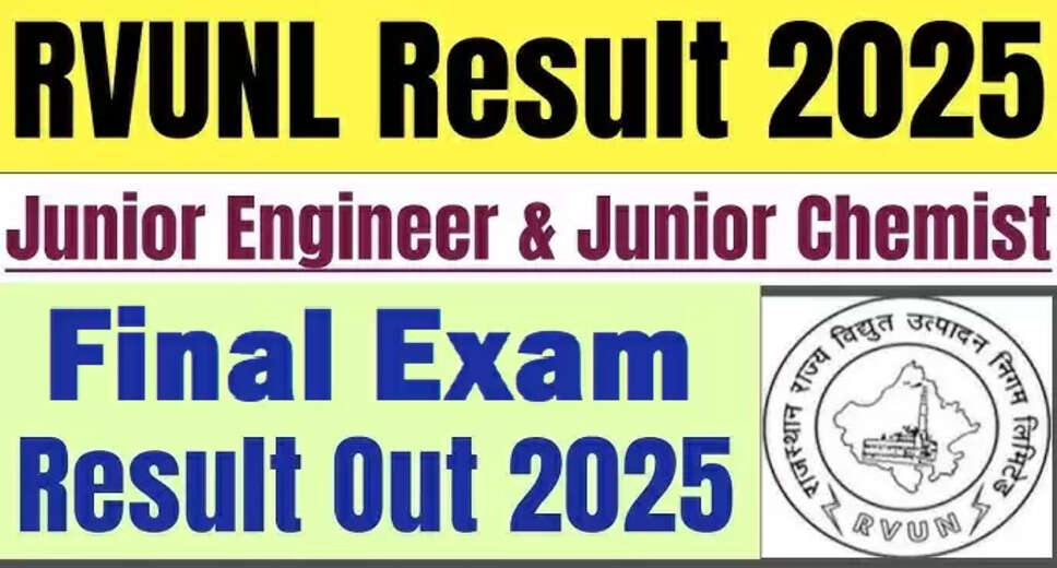 RVUNL Announces Final Results for Junior Engineer and Junior Chemist 2025