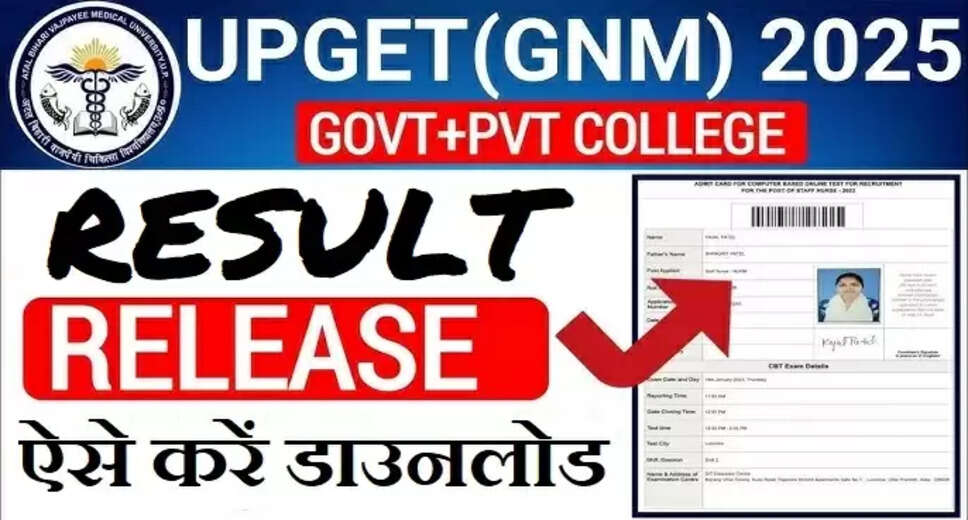 UP GNM Entrance Test UPGET Result 2025 Announced