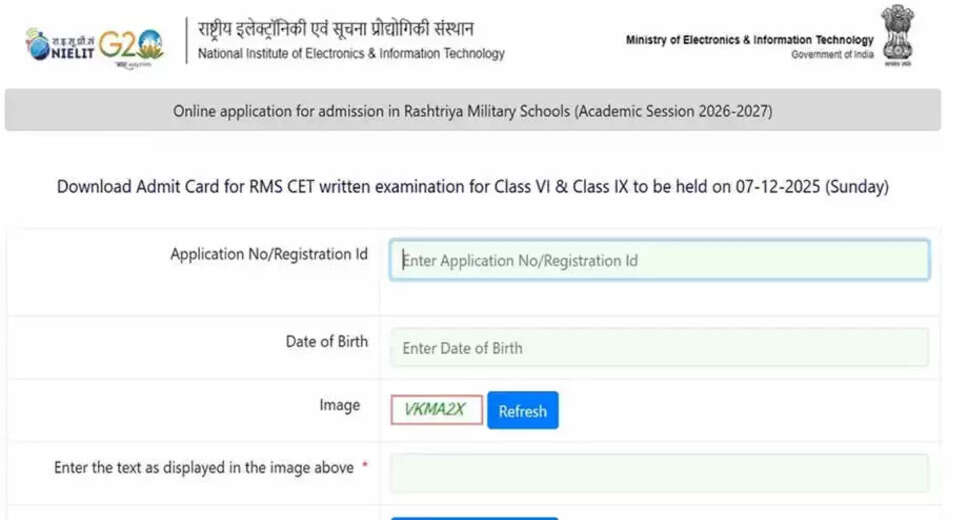 Download Admit Cards for Rashtriya Military School CET 2026-27
