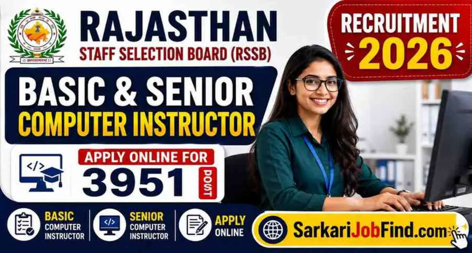 Apply Now: Rajasthan RSSB Computer Instructor Recruitment 2026 for 3951 Positions