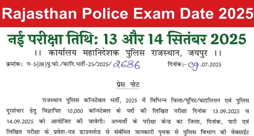 Rajasthan Police Constable Exam Dates Announced for 2025