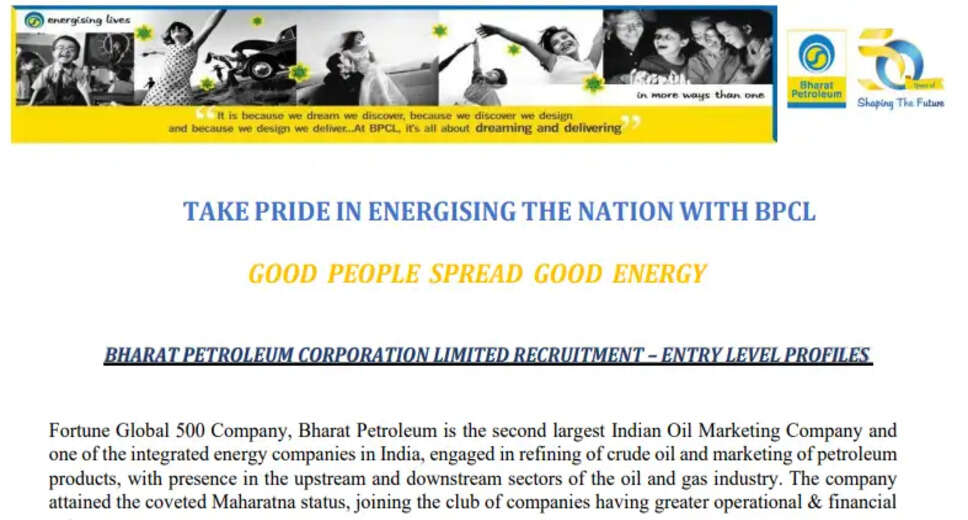 BPCL Recruitment 2026: Apply for 250 Entry Level Positions