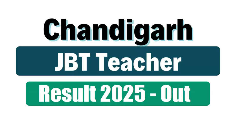 Chandigarh SSA JBT Primary Teacher Result 2025 Announced