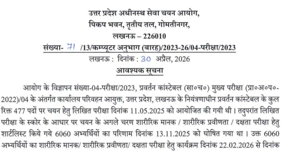 UPSSSC Enforcement Constable Recruitment 2023: PET Exam Results Released for 477 Positions