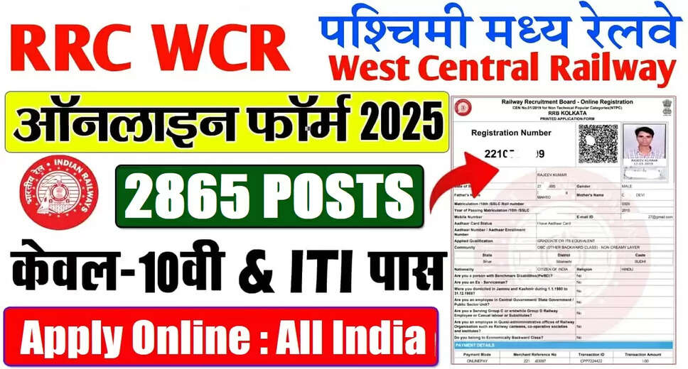 Western Central Railway Apprentice Recruitment 2025: Apply for 2865 Positions