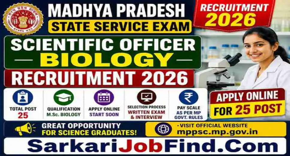 Apply Now: Madhya Pradesh State Service Exam for Scientific Officer Biology 2026