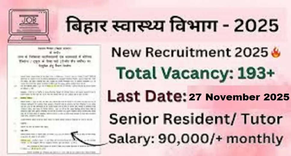 Bihar BCECE Senior Resident/Tutor Recruitment 2025 Now Open