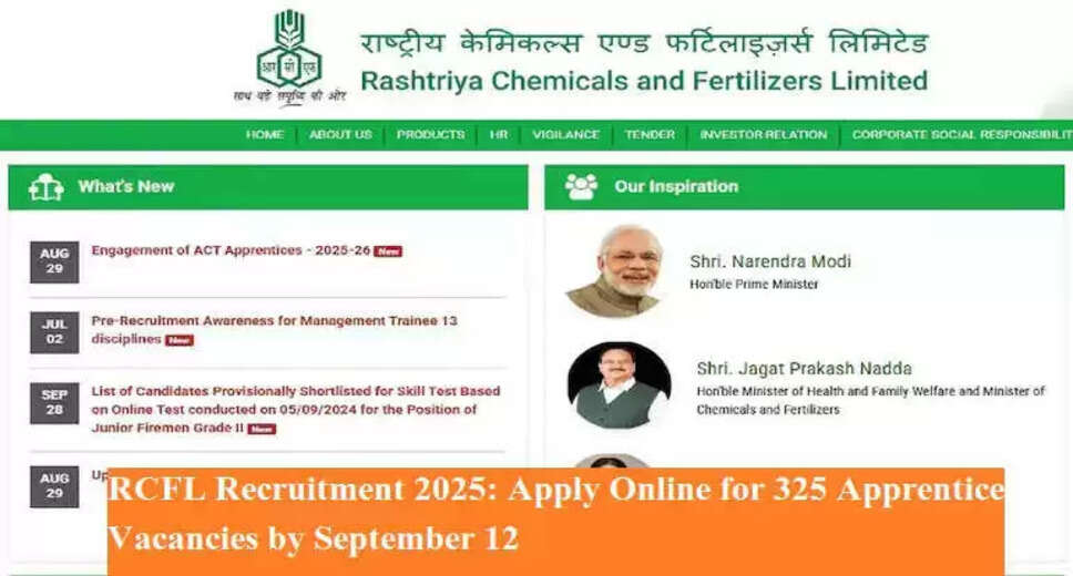 RCFL Announces Recruitment for 325 Apprentice Positions: Apply Now
