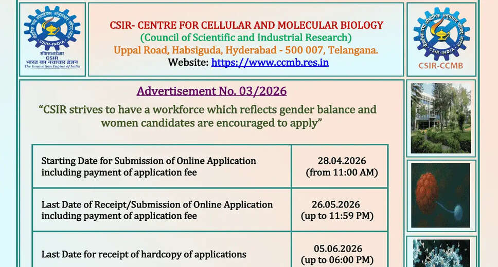 CSIR CCMB Recruitment 2026: Apply for 28 Vacancies Including Technical Officer and Technician
