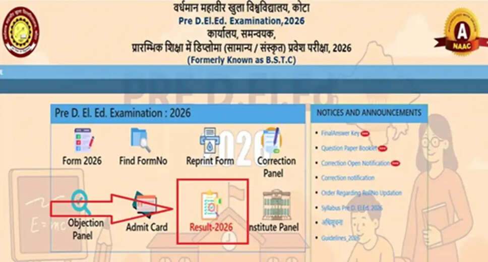 VMOU Announces Rajasthan Pre-D.El.Ed. Entrance Exam 2026 Results