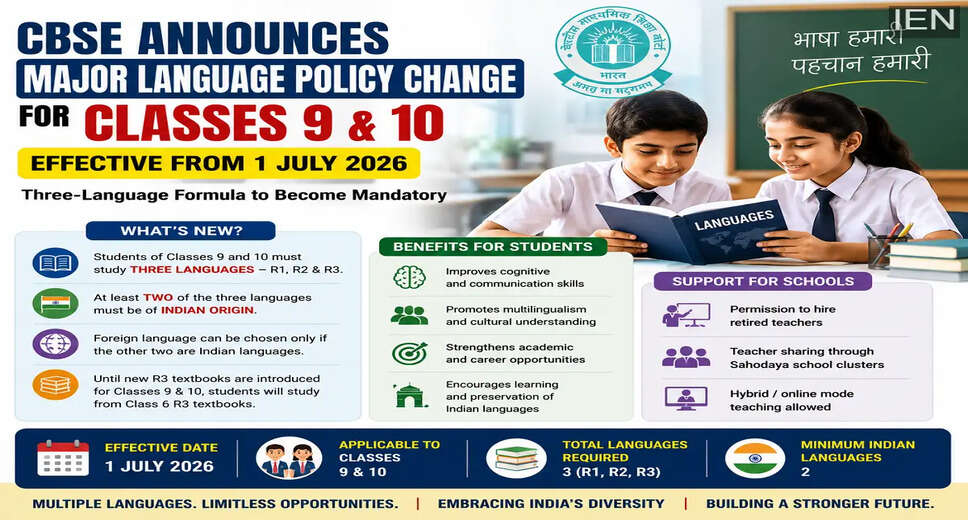CBSE Implements New Language Policy for Classes 9 and 10 Starting 2026