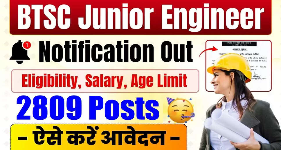 Bihar BTSC Junior Engineer Recruitment 2026: Apply for 2809 Positions