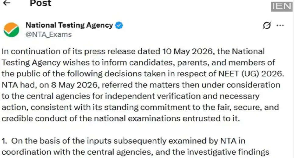 NEET UG 2026 Examination Cancelled Amid Allegations of Paper Leak