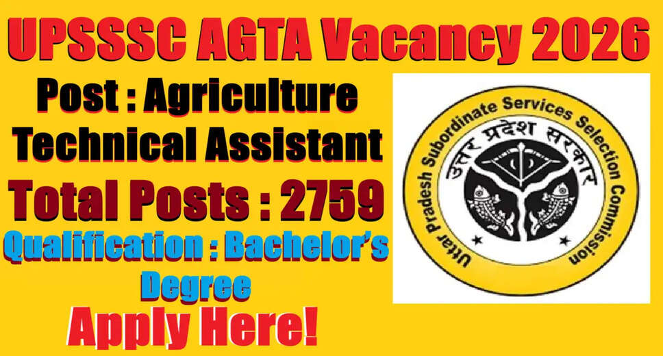 UPSSSC Announces Recruitment for Agriculture Technical Assistant Group-C 2026
