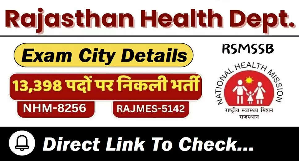 Exam City Details Released for RSSB NHM Various Posts 2025