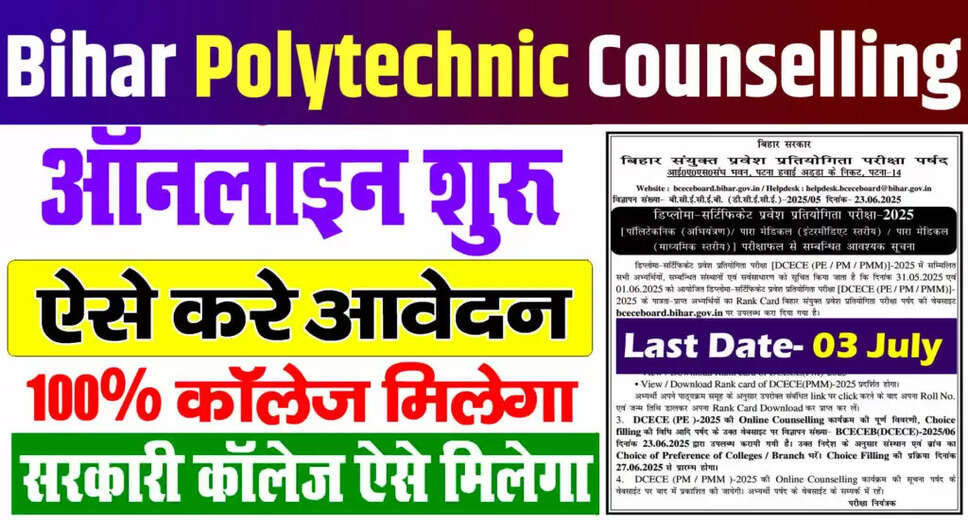 Bihar DCECE Polytechnic 2025: Seat Matrix and Counselling Details