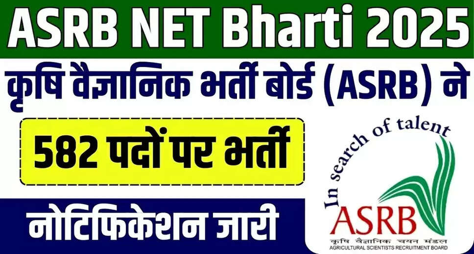 ASRB NET, ARS, SMS, STO Recruitment 2025 Notification Released