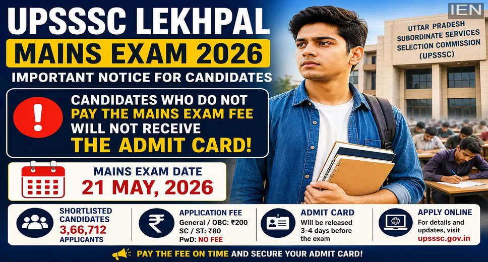 UPSSSC Lekhpal Mains Exam 2026: Important Fee Payment and Admit Card Details