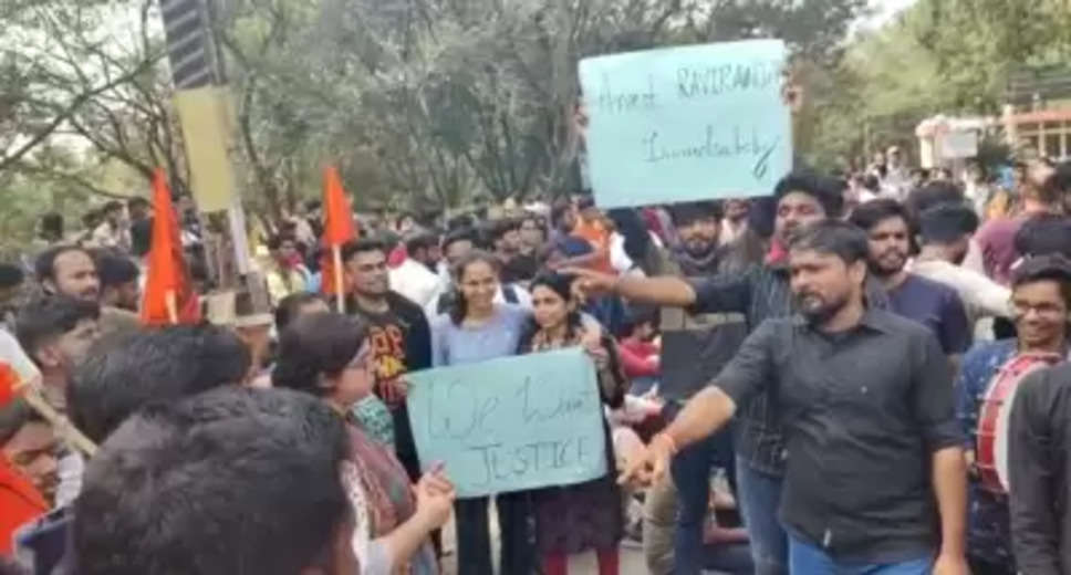 Student protests rocked the Hyderabad University on Saturday after a professor tried to sexually assault a foreign student, police said.