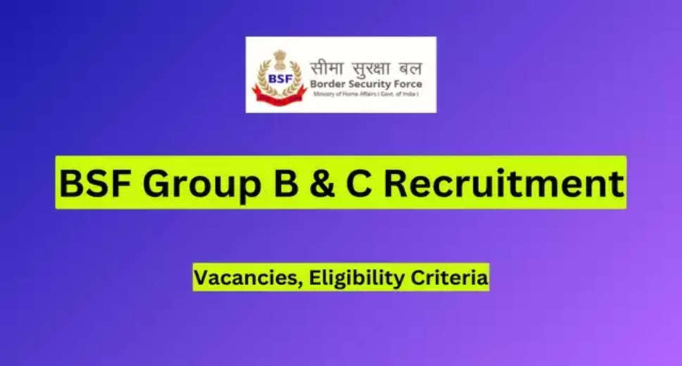 BSF Group B & C Recruitment 2024: Online Applications Open for 141 Vacancies!