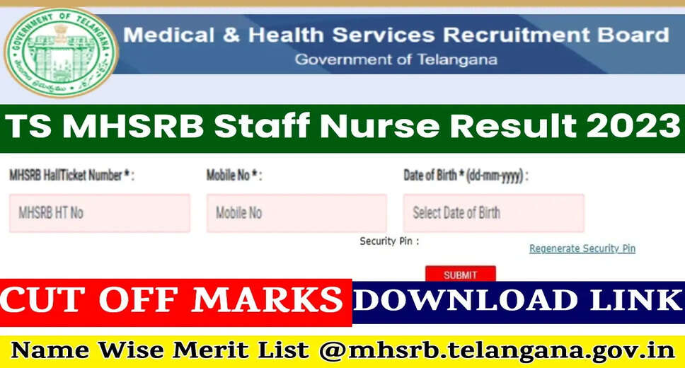 TS MHSRB Staff Nurse Result 2023 OUT at mhsrb.telangana.gov.in: Download Marks, Final Answer Key