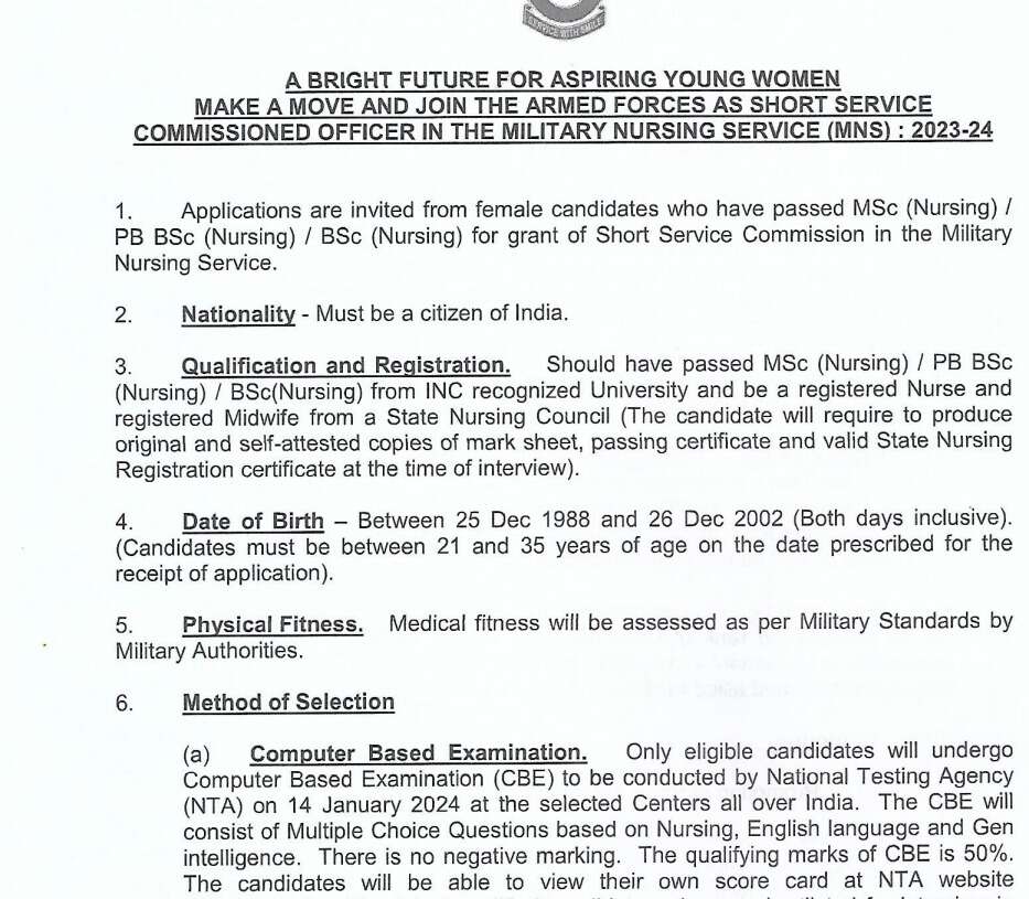 Indian Army MNS Recruitment 2023: Apply Now for Nursing Officer Posts - Eligibility, Application & Notification