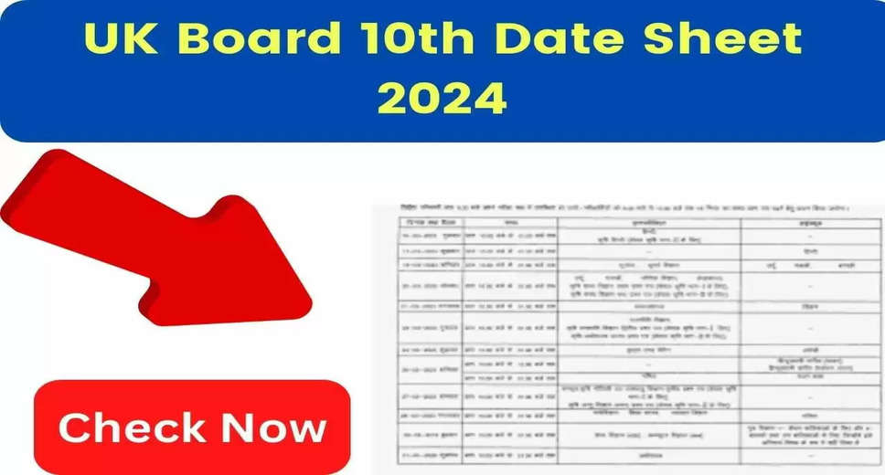 Uttarakhand Board UBSE 10th Date Sheet 2024: UK Board Class 10 Exam Schedule