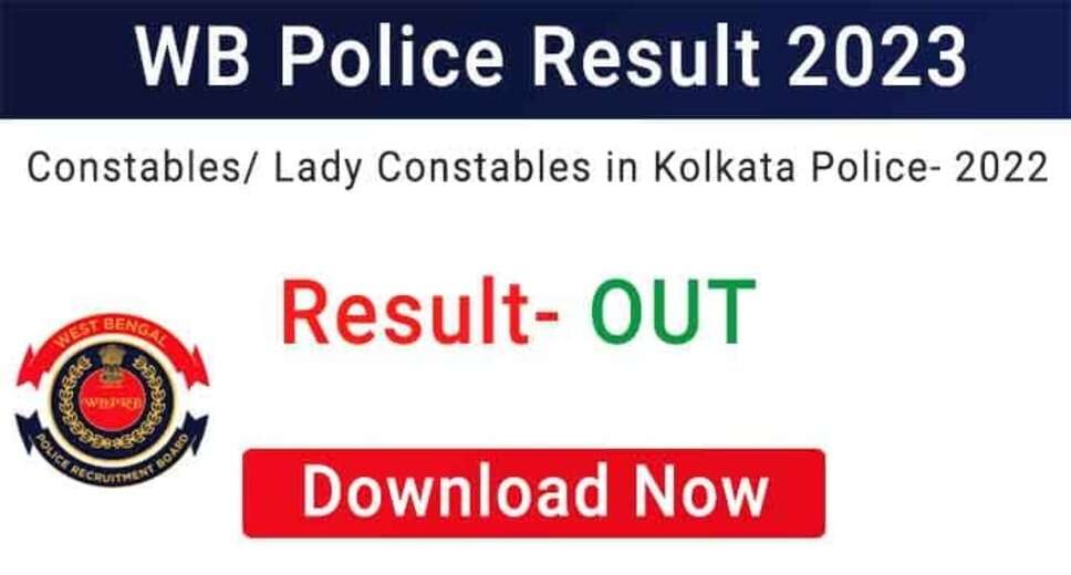 WB Police Constable Result 2023: Kolkata Police Prelims Exam Result Released, Download Marks
