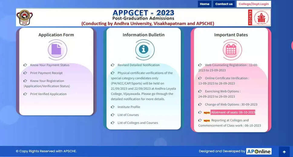 AP PGCET Counselling 2023 Seat Allotment Results Out at pgcet-sche.aptonline.in, Get Direct Link Here