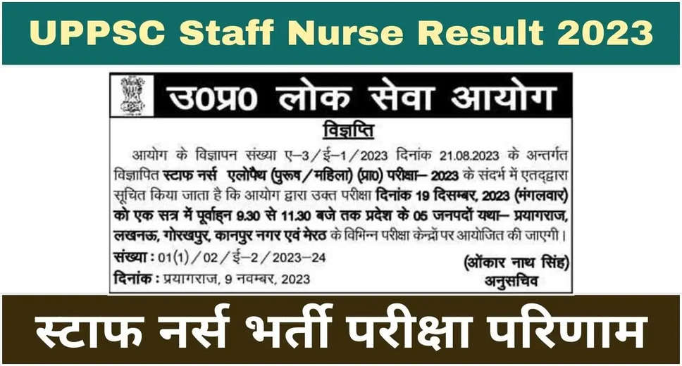 UPPSC Staff Nurse Recruitment 2023: Prelims Result Out for 2240 Vacancies