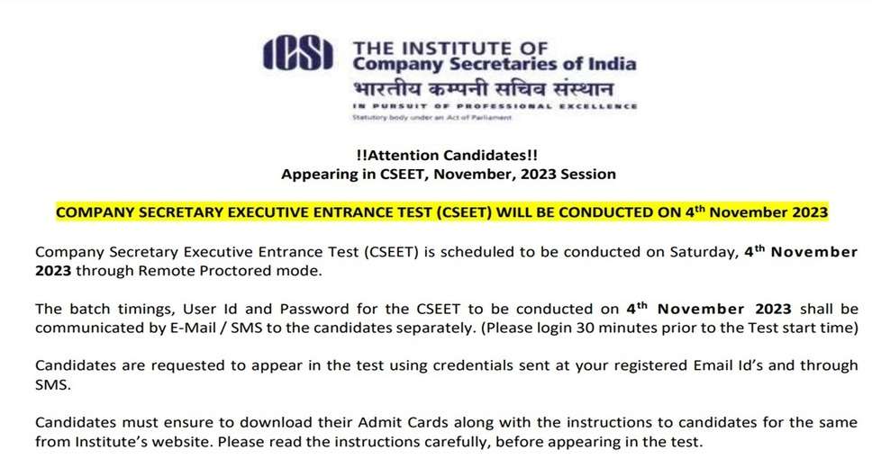 CSEET 2023 Exam Day Guidelines Issued, Check Details Here