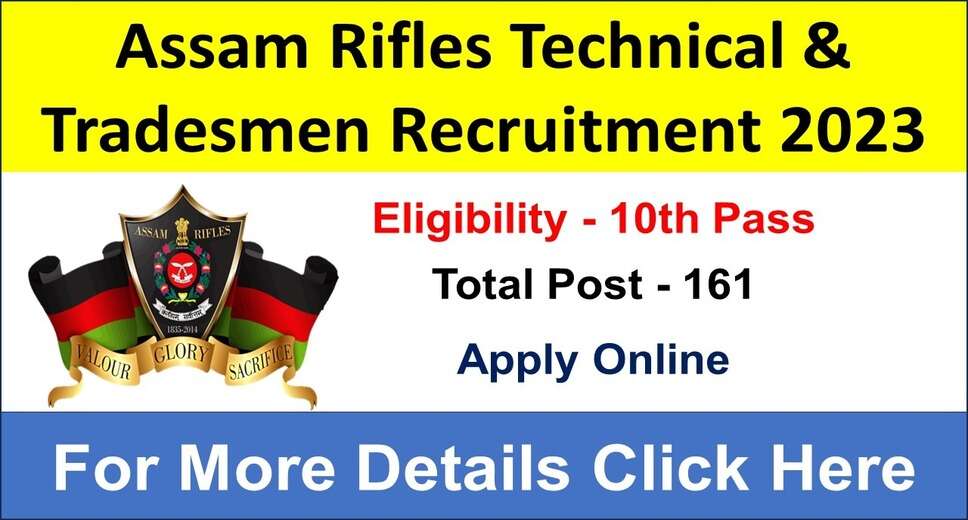 Assam Rifles Unveils 161 Vacancies for Tradesmen and Technical Posts: Apply Now