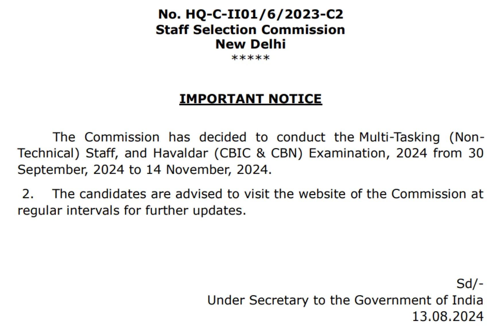 2024 SSC MTS and Havaldar Exam Date Revealed: Check the Official Exam Schedule