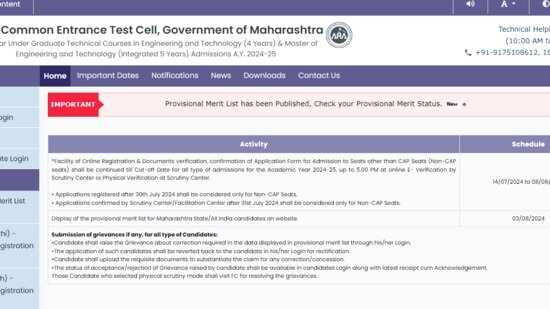 MHT CET 2024 Final Merit List Release: Access It Today at cetcell.mahacet.org