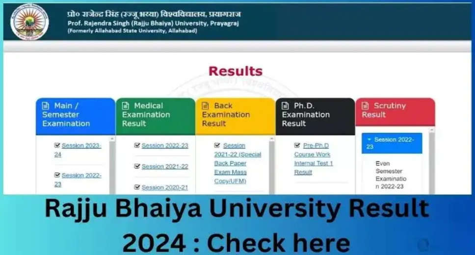 Rajju Bhaiya University UG PG Results 2024 Available Now! Download Mark Sheet at prsuniv.ac.in