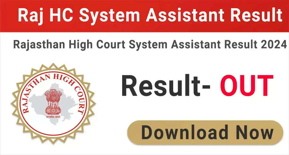 Rajasthan High Court System Assistant Written Test Result 2024 Declared: Check Now